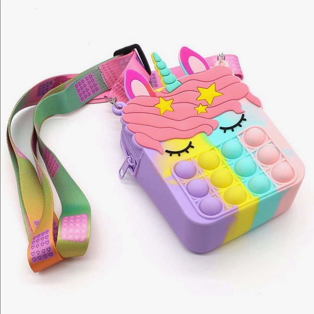 Vday gift for kids Fidget unicorn style pop it purse